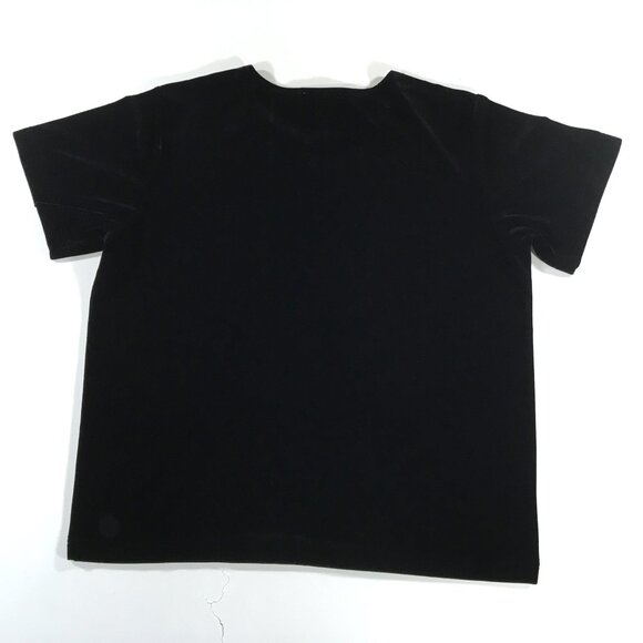 Quacker Factory Top Womens Size Large Black Velvet Polyester Short Sleeve - Picture 2 of 8